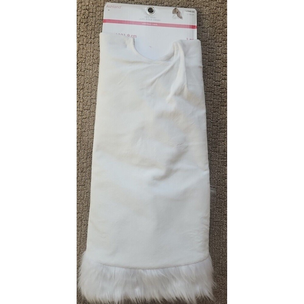 Ashland 48" White Faux Fur Plush Christmas Tree Skirt New W/ Tags! RTL $49.
